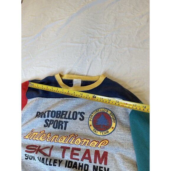 90s Boxy Colorblock Ski Team Grey Heather Sweatshirt Women’s M - Picture 5 of 7